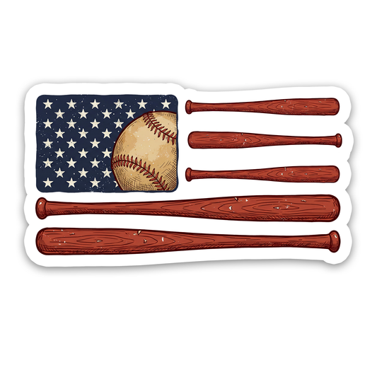 American Flag Baseball Bats Sticker