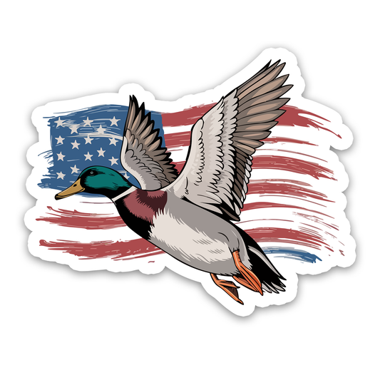 Mallard Duck American Flag Patriotic Sticker