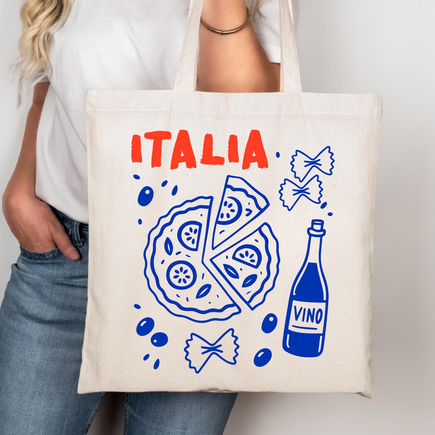 Italia Pizza and Vino Tote Bag