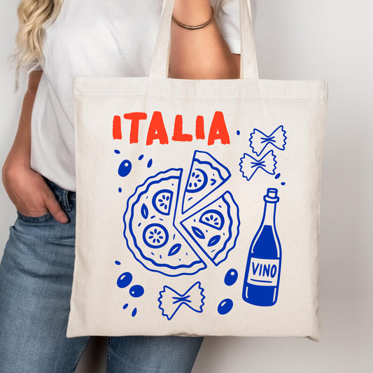 Italia Pizza and Vino Tote Bag