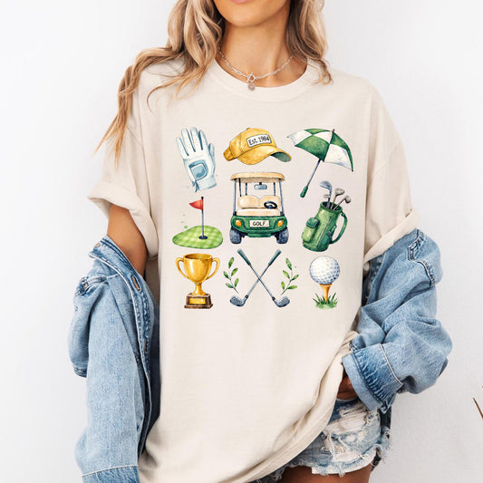 Watercolor Golf Icons Graphic Tee