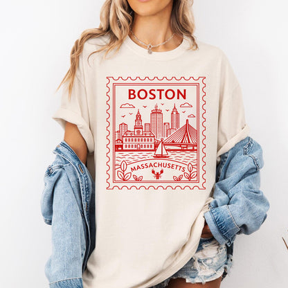 Boston Massachusetts Vintage Stamp Graphic Tee