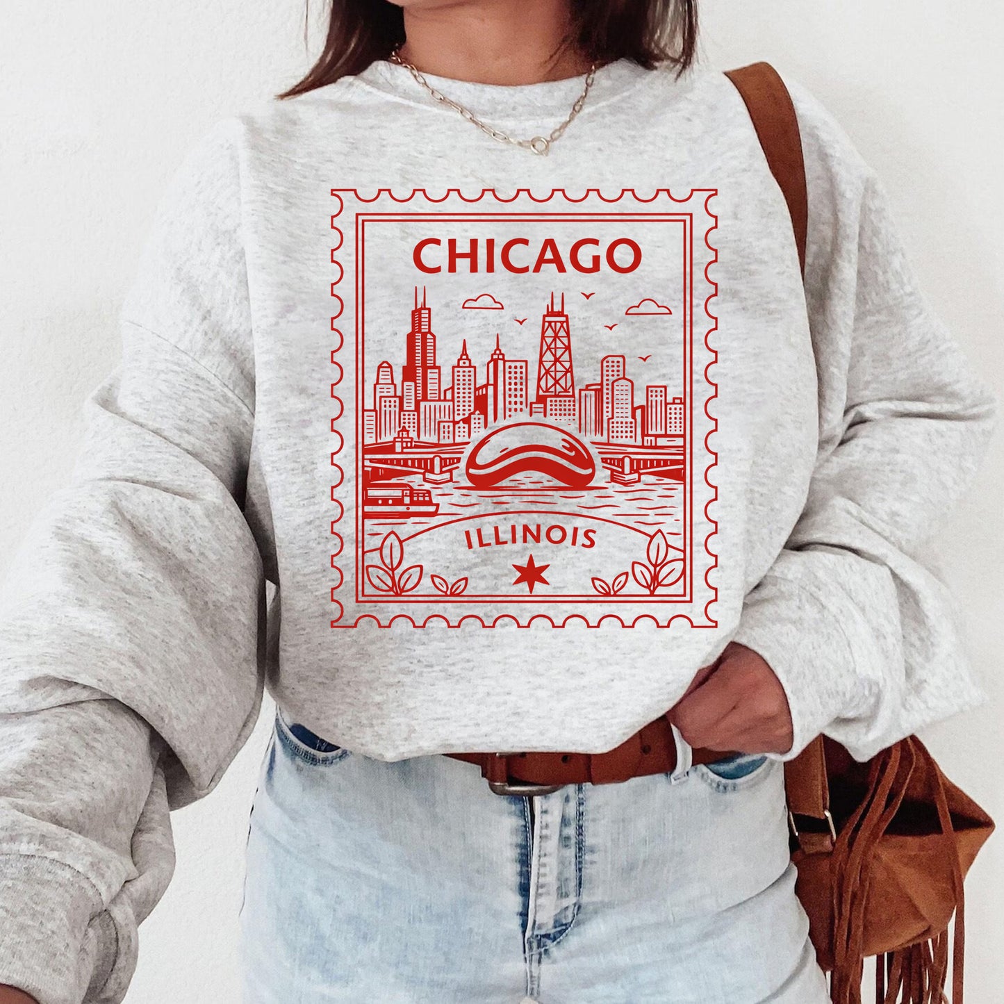 Chicago Illinois Retro Postage Stamp Sweatshirt
