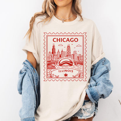 Chicago Illinois Vintage Stamp Graphic Tee