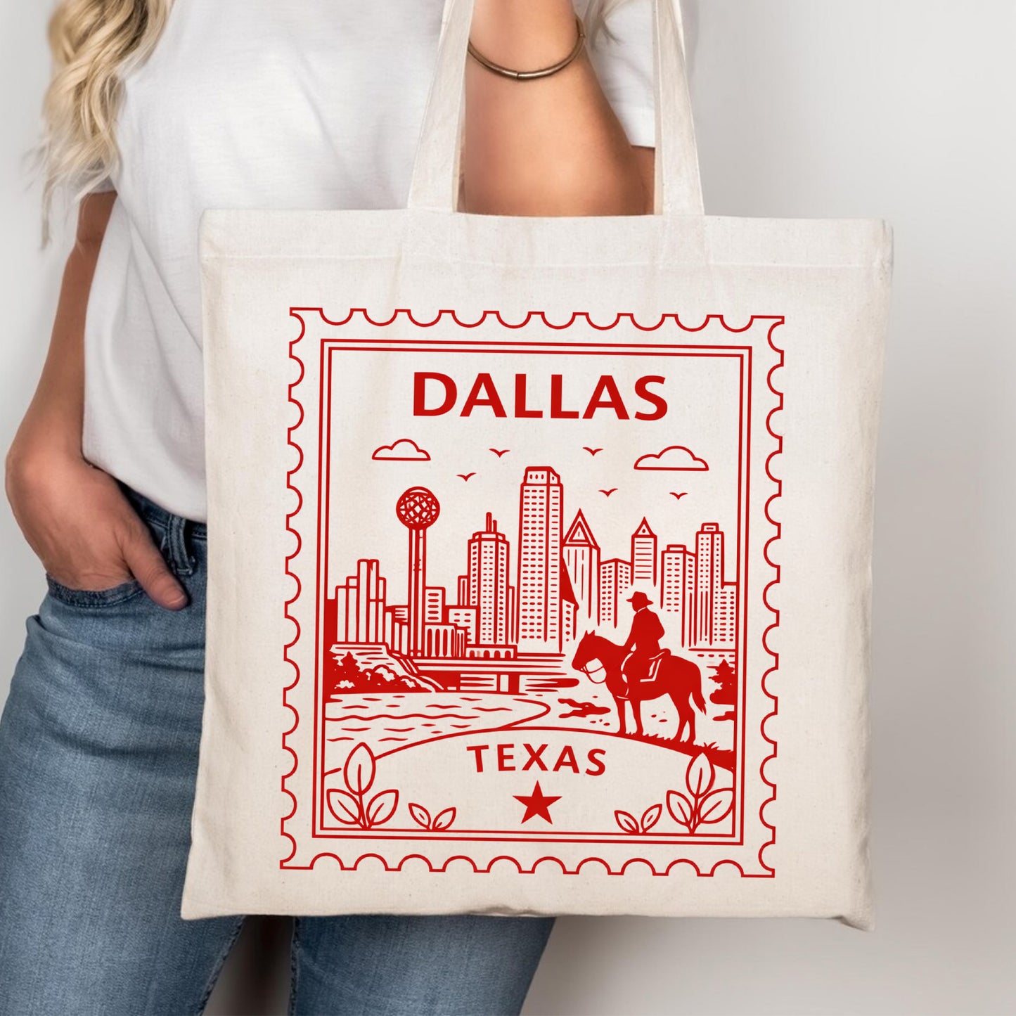 Dallas Texas Postage Stamp Tote Bag