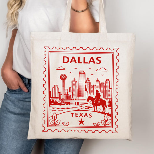 Dallas Texas Postage Stamp Tote Bag