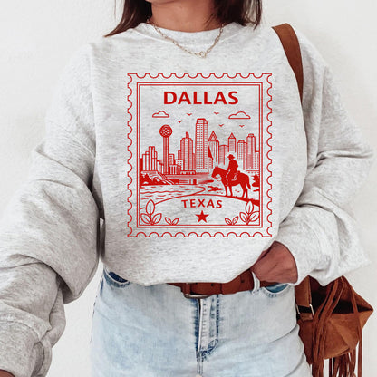 Dallas Texas Retro Postage Stamp Sweatshirt