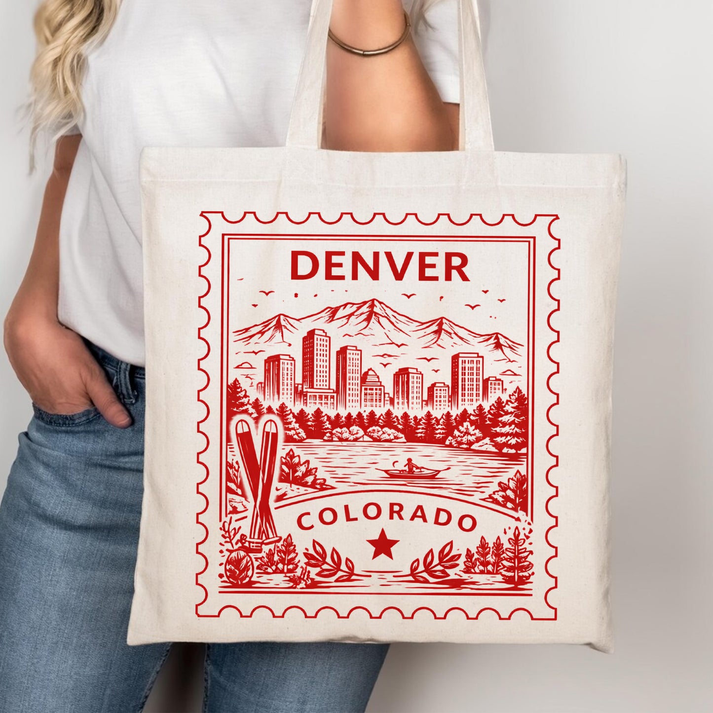 Denver Colorado Postage Stamp Tote Bag