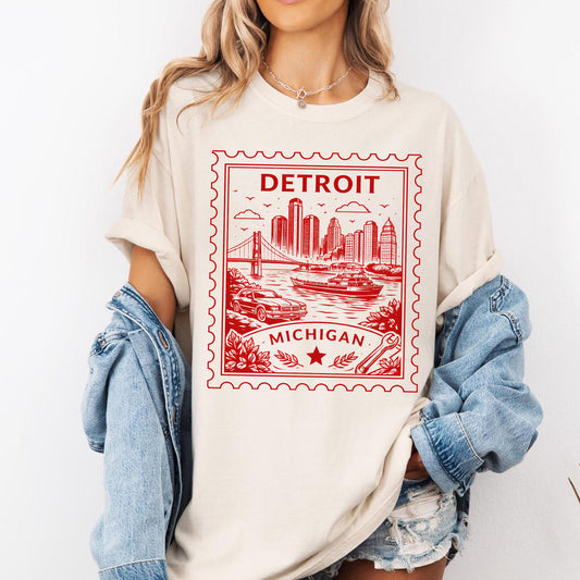 Detroit Michigan Vintage Stamp Tee