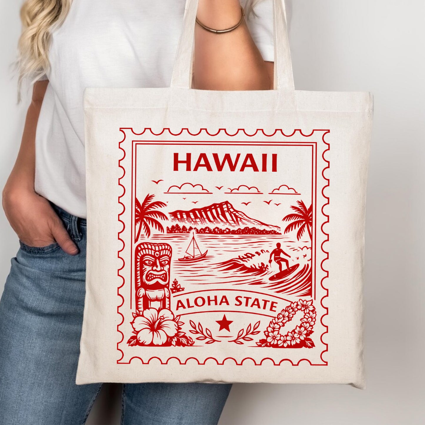 Hawaii Postage Stamp Tote Bag