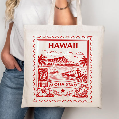 Hawaii Postage Stamp Tote Bag