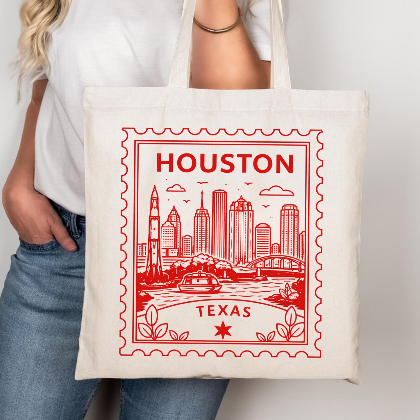 Houston Texas Postage Stamp Tote Bag