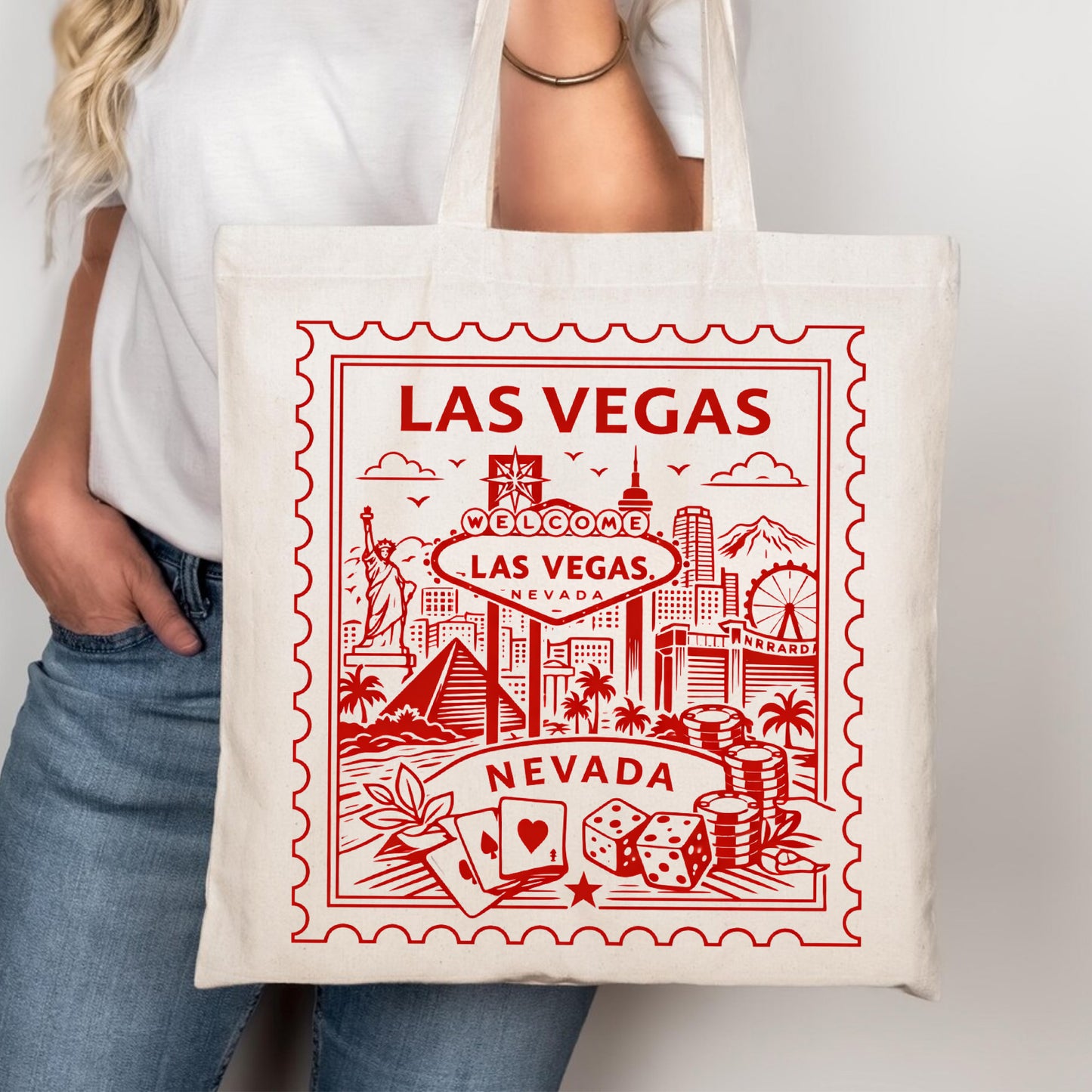 Las Vegas Nevada Postage Stamp Tote Bag