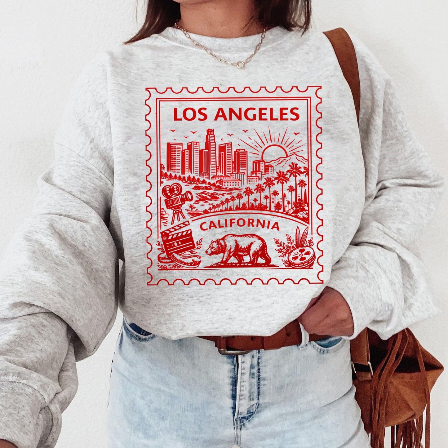 Los Angeles California Retro Postage Stamp Sweatshirt
