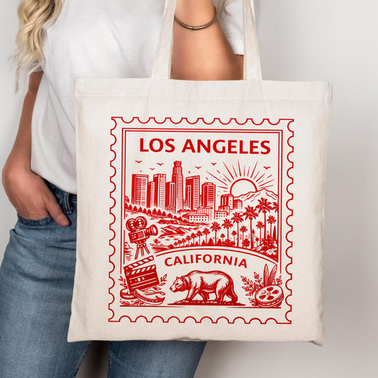 Los Angeles California Postage Stamp Tote Bag