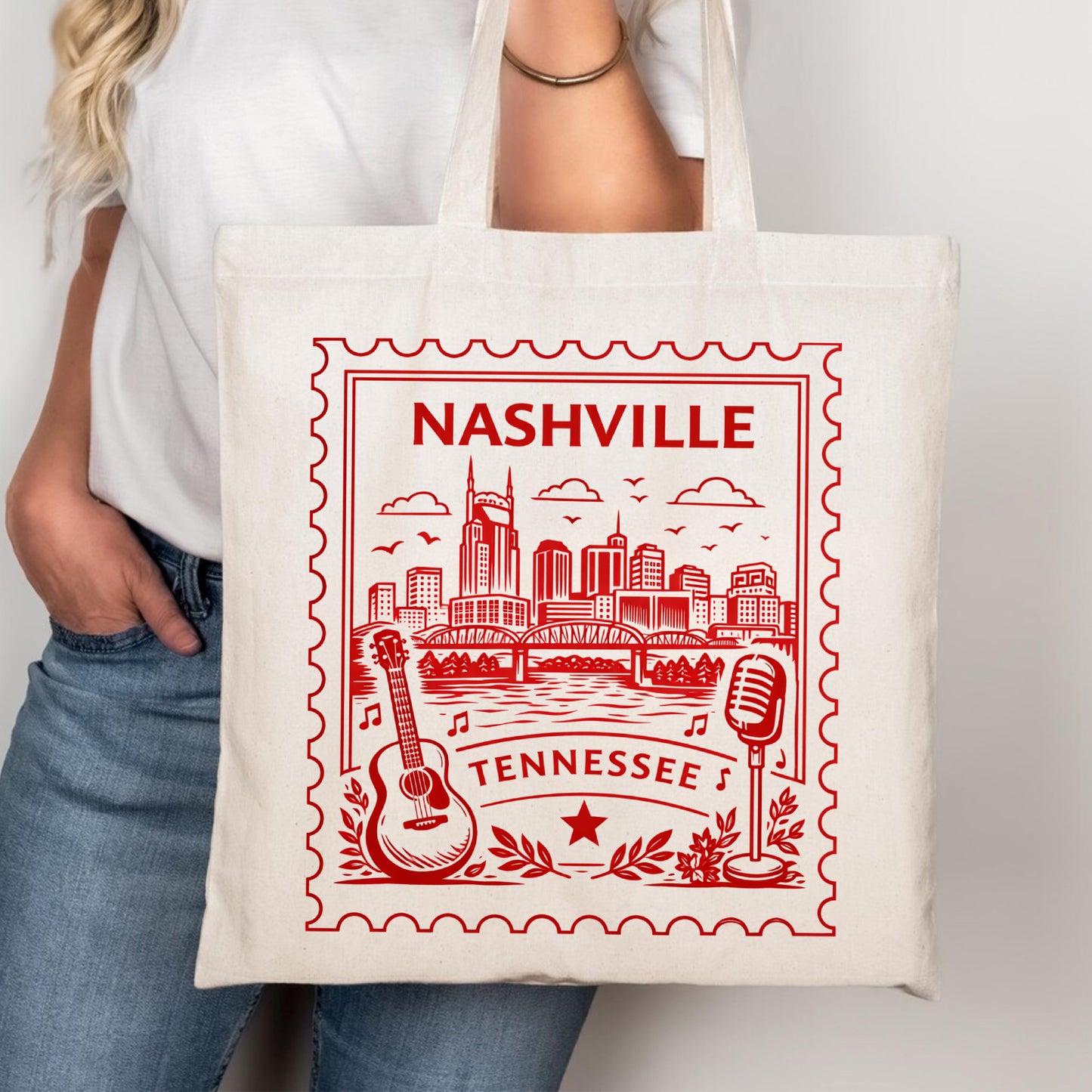 Nashville Tennessee Postage Stamp Tote Bag