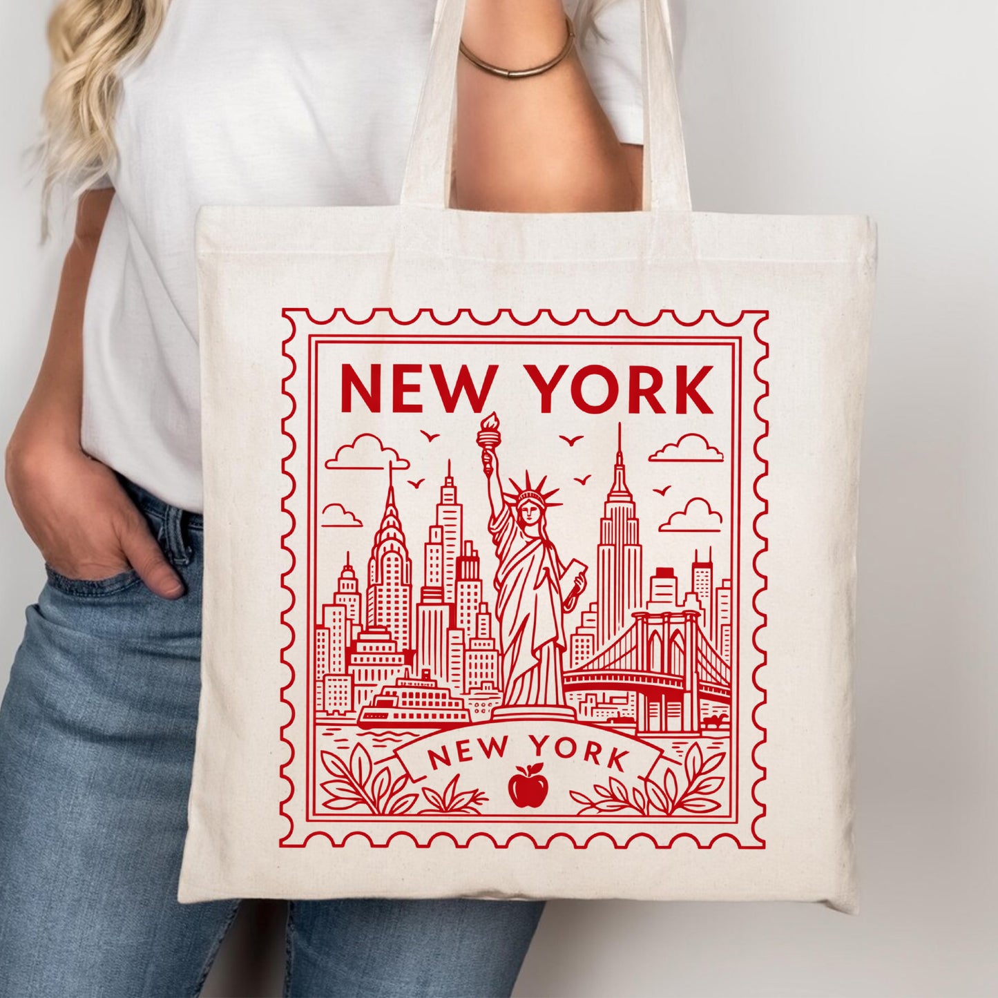 New York City Postage Stamp Tote Bag