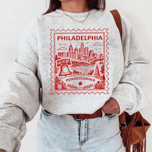 Philadelphia Pennsylvania Retro Postage Stamp Sweatshirt