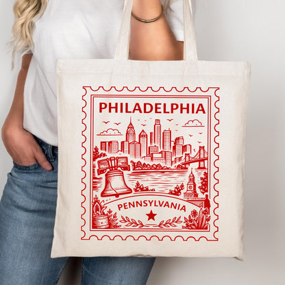 Philadelphia Pennsylvania Postage Stamp Tote Bag