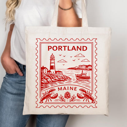 Portland Maine Postage Stamp Tote Bag
