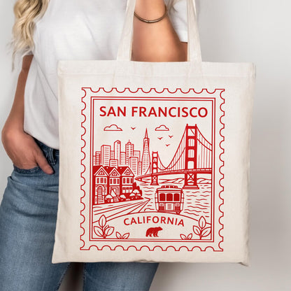 San Francisco California Postage Stamp Tote Bag