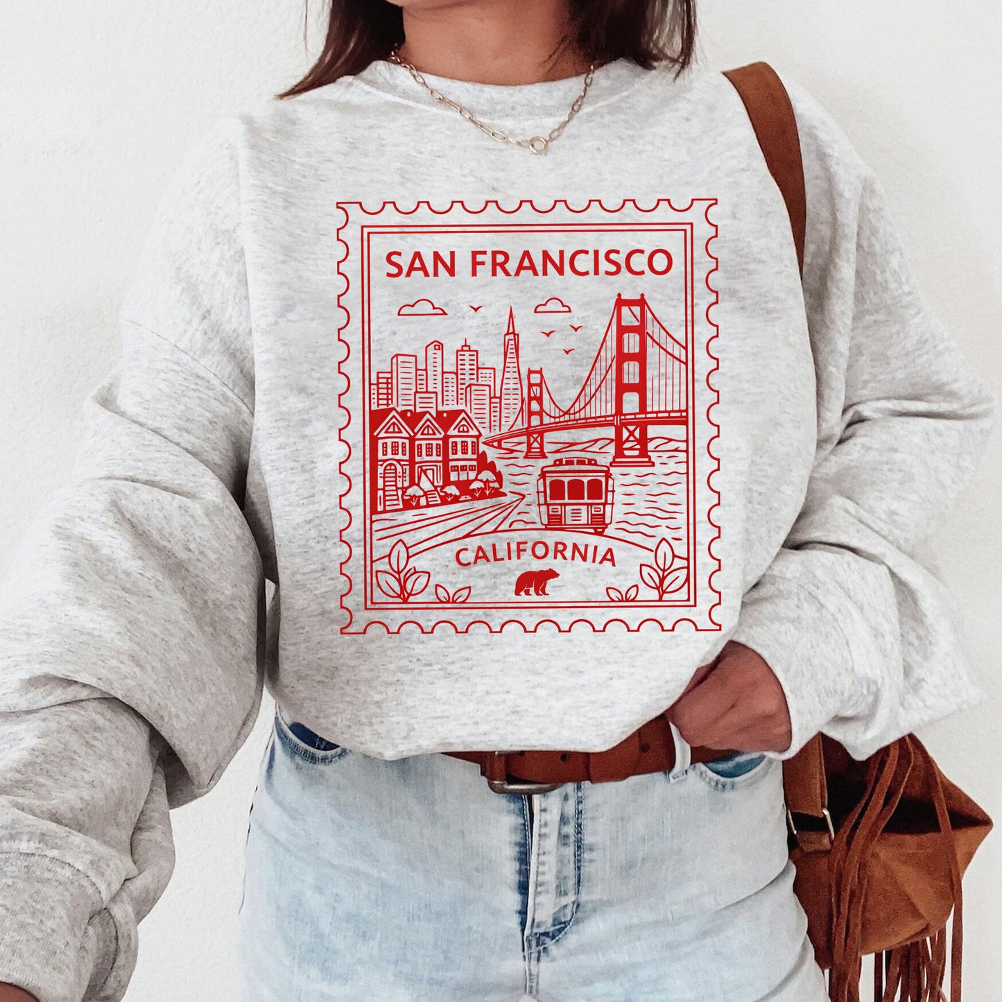 San Francisco California Retro Postage Stamp Sweatshirt