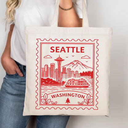 Seattle Washington Postage Stamp Tote Bag