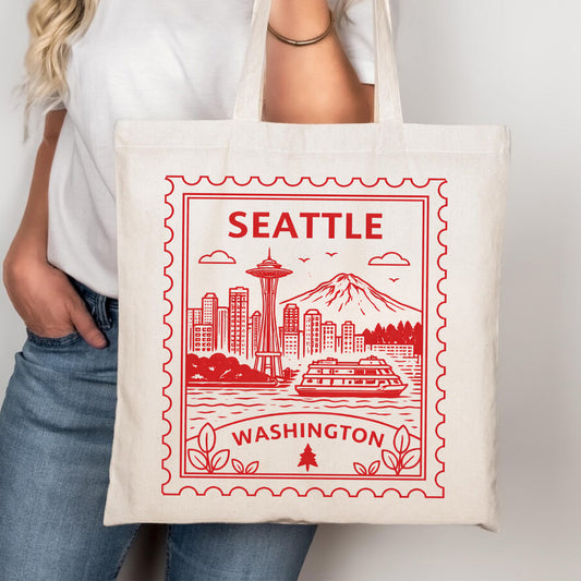Seattle Washington Postage Stamp Tote Bag