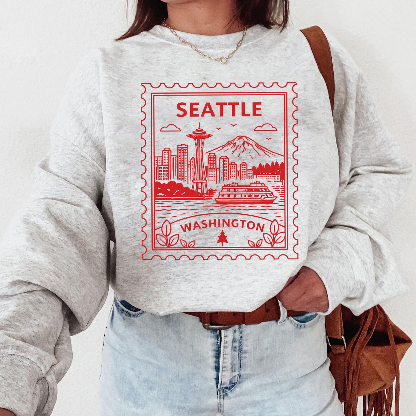 Seattle Washington Retro Postage Stamp Sweatshirt