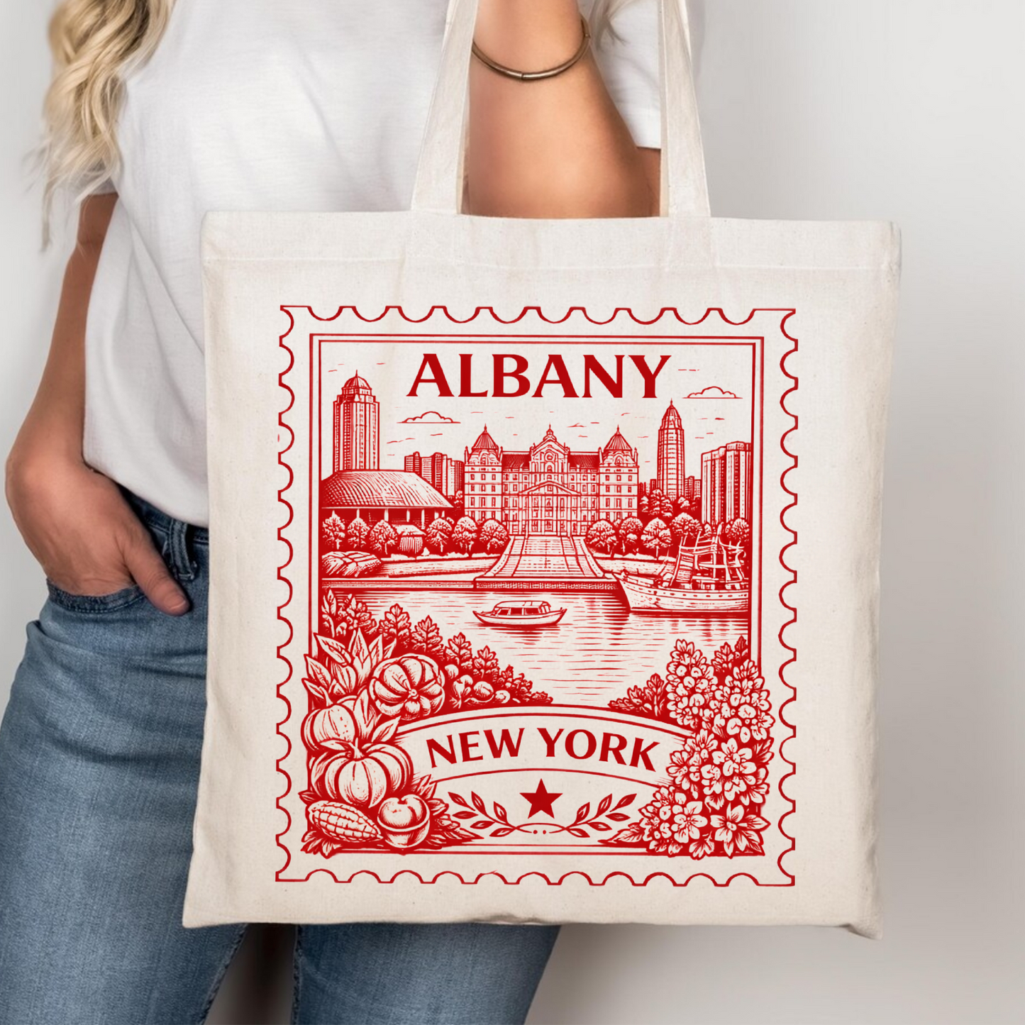 Albany New York Postage Stamp Tote Bag