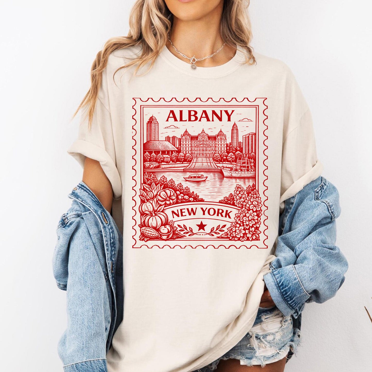Albany New York Vintage Stamp Tee