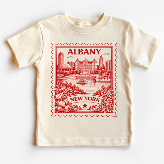 Albany New York Kids Vintage Postage Stamp T-Shirt