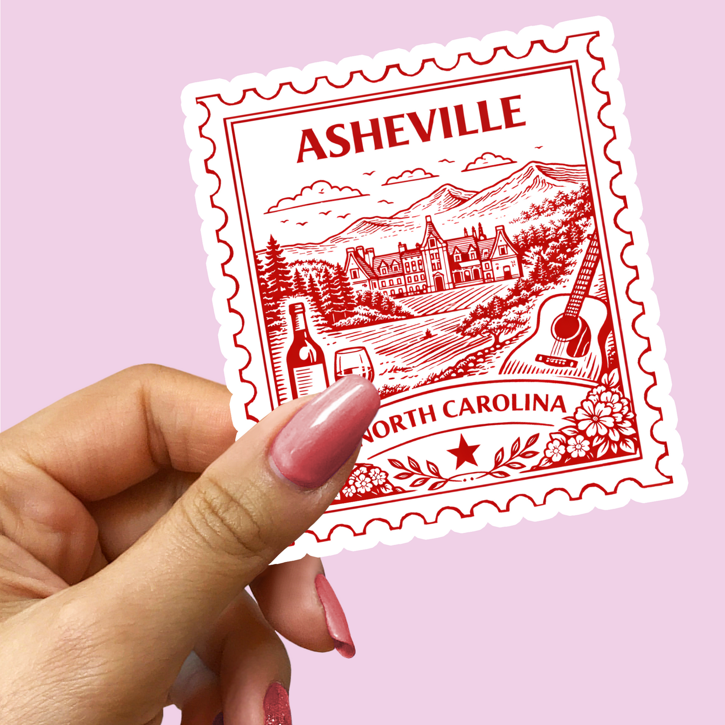 Asheville North Carolina Postage Stamp Sticker