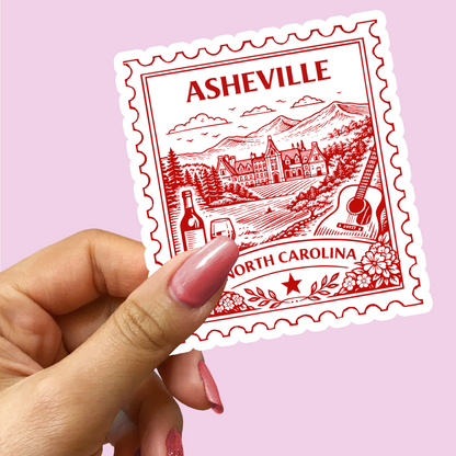 Asheville North Carolina Postage Stamp Sticker