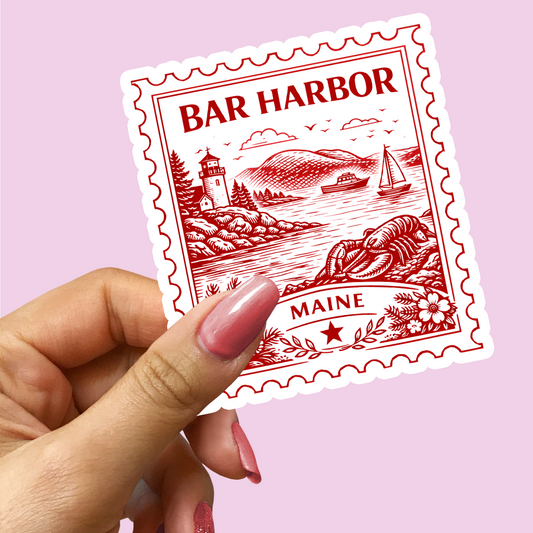 Bar Harbor Maine Postage Stamp Sticker