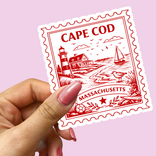 Cape Cod Massachusetts Postage Stamp Sticker