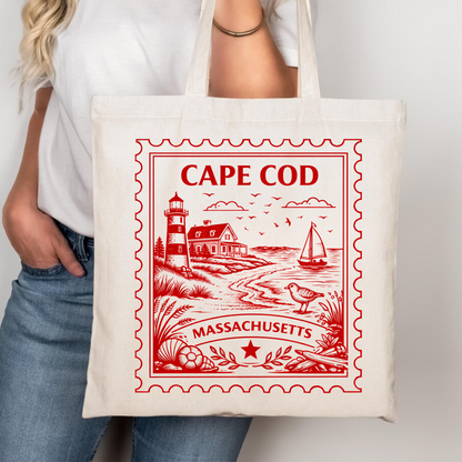 Cape Cod Massachusetts Postage Stamp Tote Bag