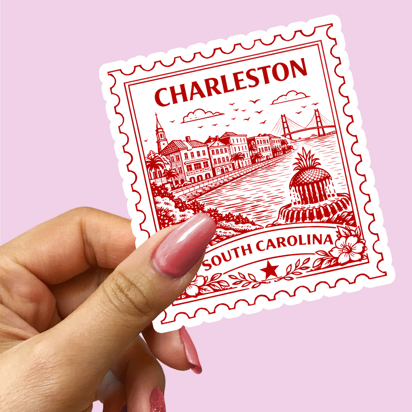 Charleston South Carolina Postage Stamp Sticker