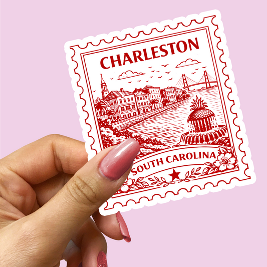 Charleston South Carolina Postage Stamp Sticker