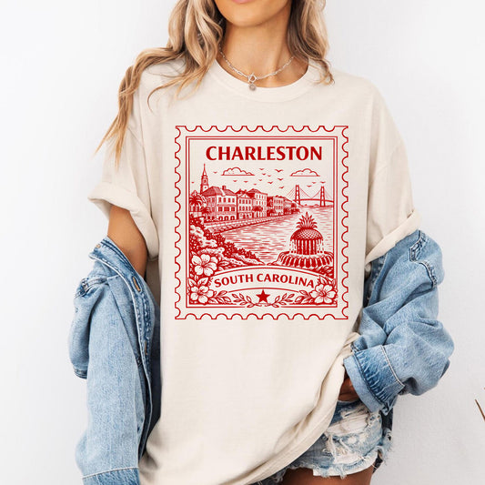 Charleston South Carolina Vintage Stamp Tee