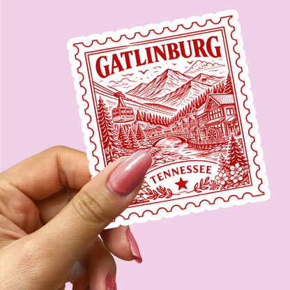 Gatlinburg Tennessee Postage Stamp Sticker