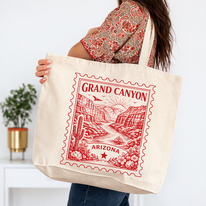 Grand Canyon Arizona Postage Stamp Large Tote Bag 20x15