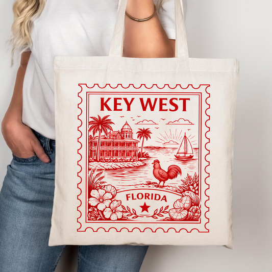 Key West Florida Postage Stamp Tote Bag