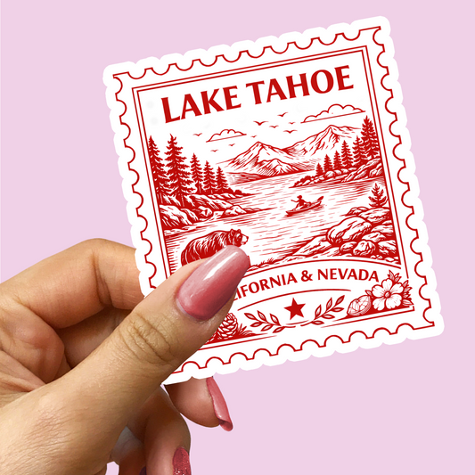Lake Tahoe California & Nevada Postage Stamp Sticker