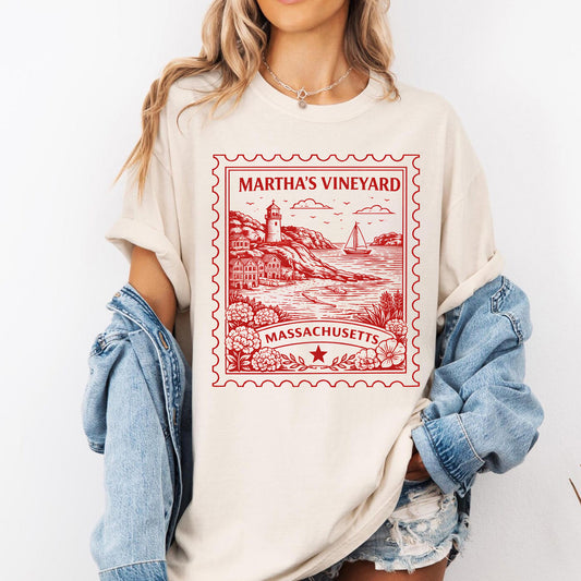 Martha's Vineyard Massachusetts Vintage Stamp Tee