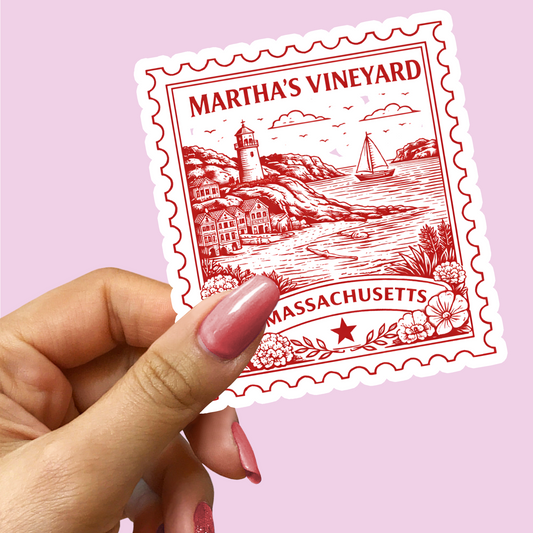 Martha's Vineyard Massachusetts Postage Stamp Sticker