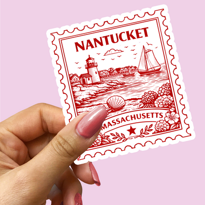 Nantucket Massachusetts Postage Stamp Sticker