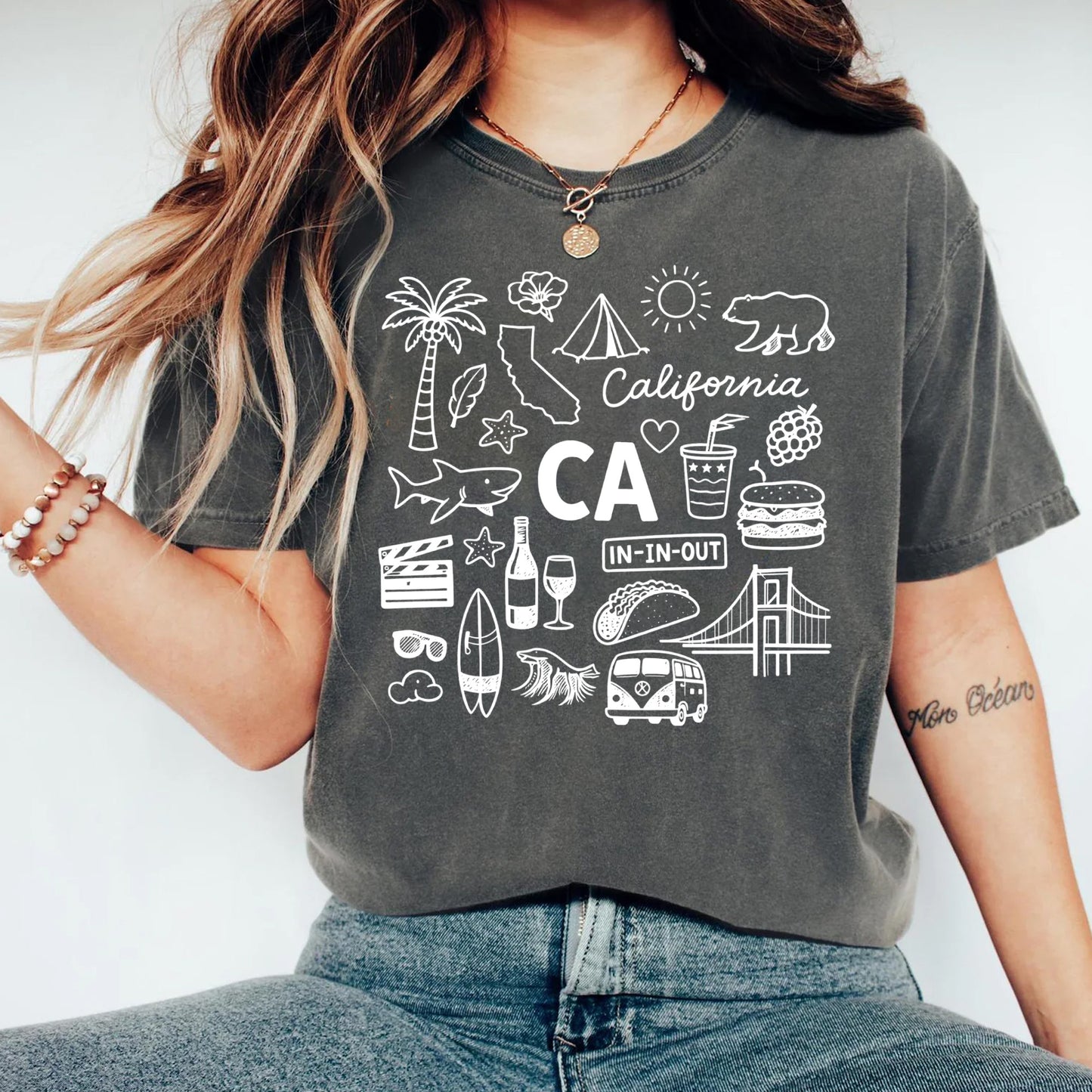 California Icons CA State Souvenir Tee