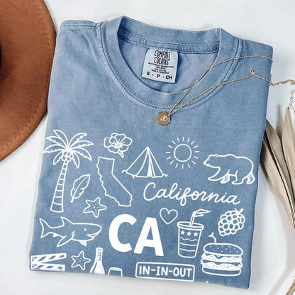 California Icons CA State Souvenir Tee