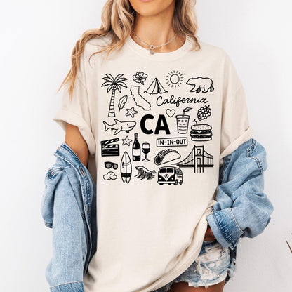 California Icons CA State Souvenir Tee